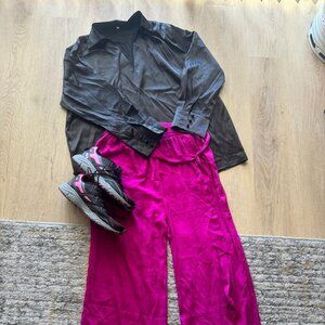 Stylish Bundle: Fila Shoes 9.5, Melloday Pants L, Black Blouse XL - Great Cond